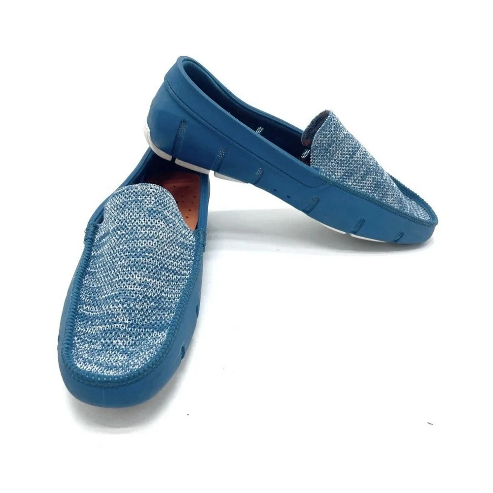 Swims Striped Venetian Loafers Boat Shoe Water Moccasin Men's SlipOn Size 9 Blue